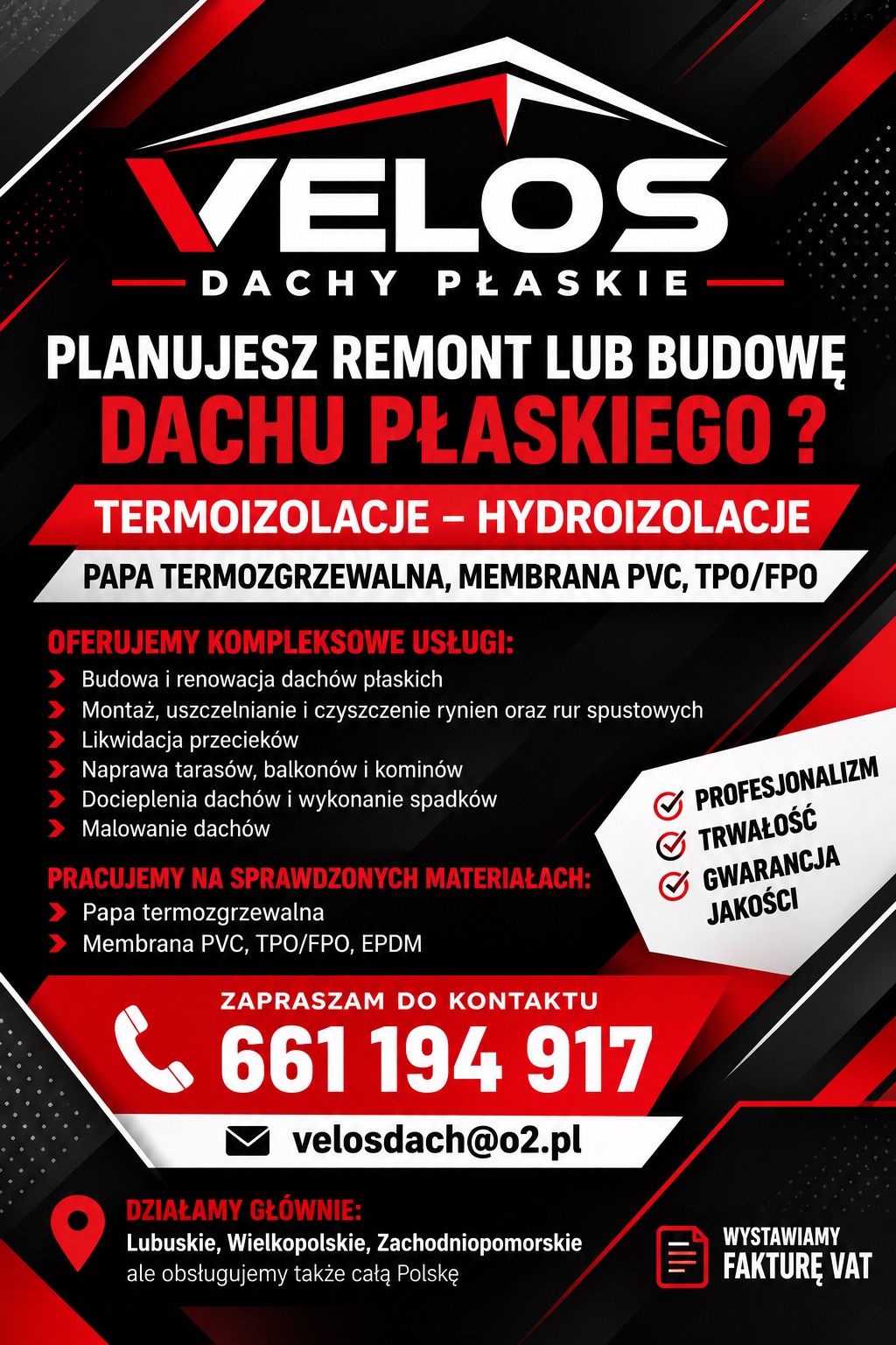 Oferta usług VELOS Dachy Płaskie